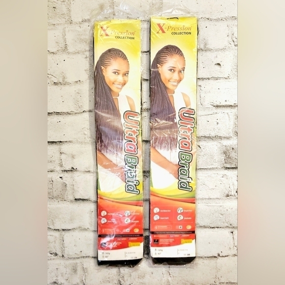 X-Pression Ultra Braid 2 Pack 82” Braiding Hair Color 1 New - Picture 2 of 4